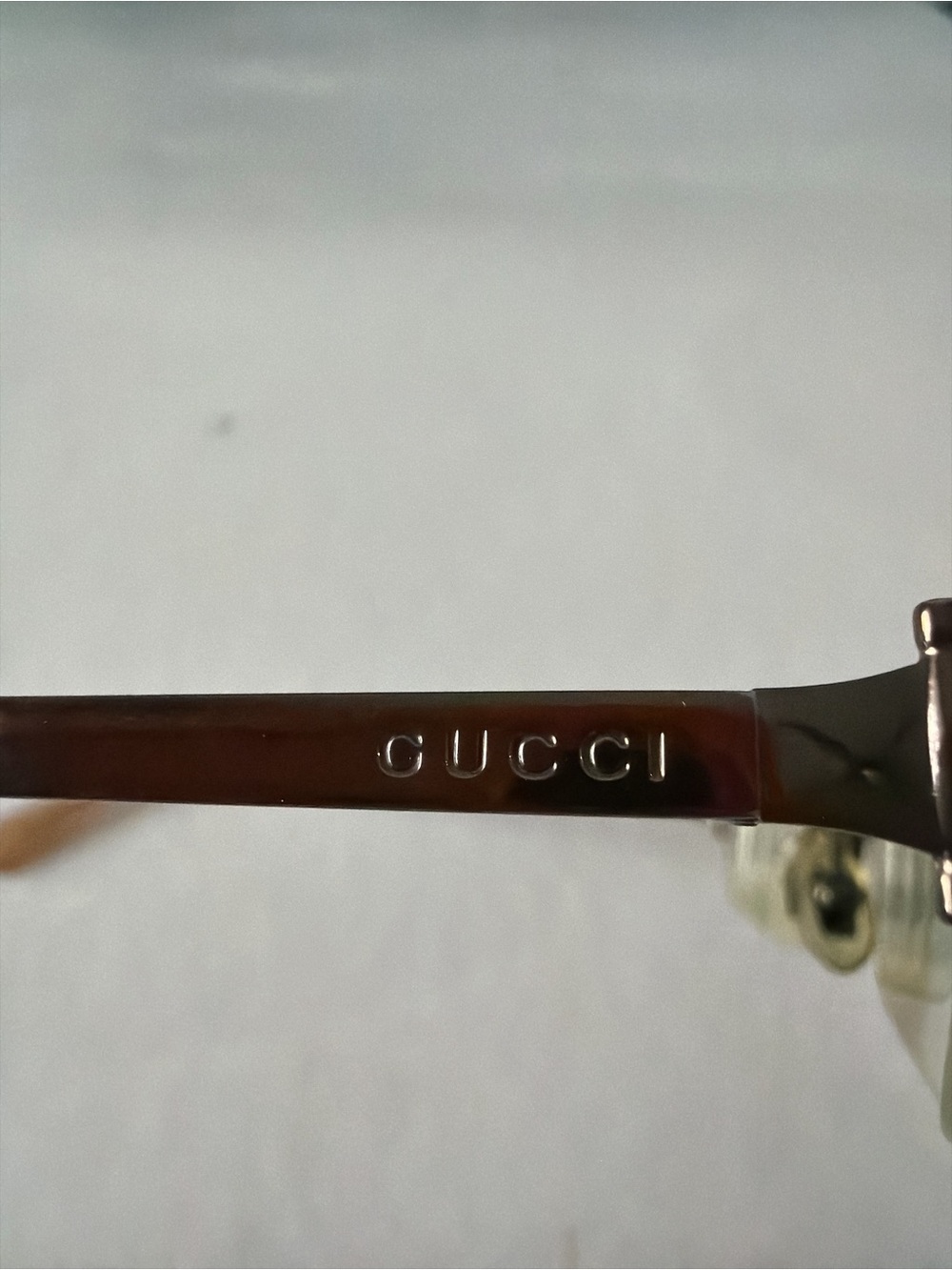Gucci Unisex Rectangular Eyeglasses Frames Brown Metal - Picture 3 of 6